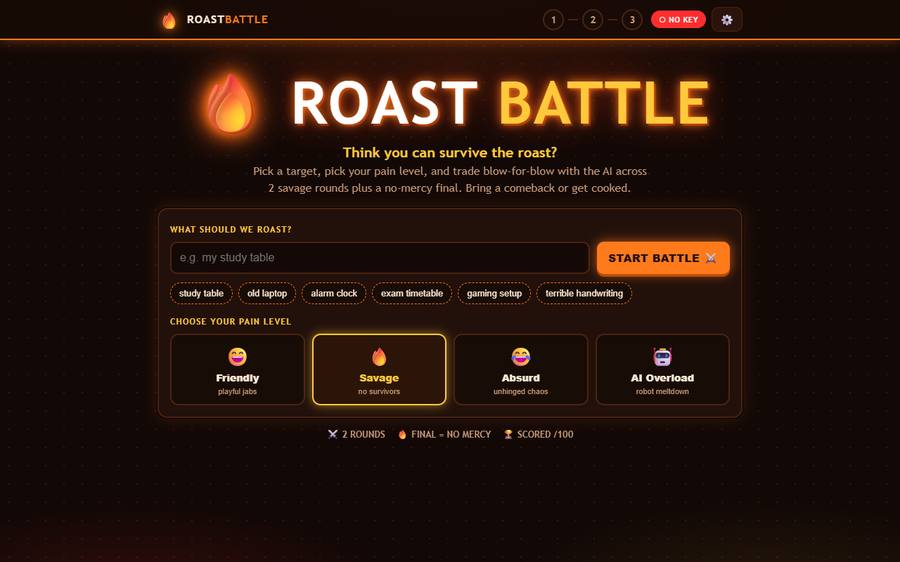 RoastBattle app: arcade roast battle arena